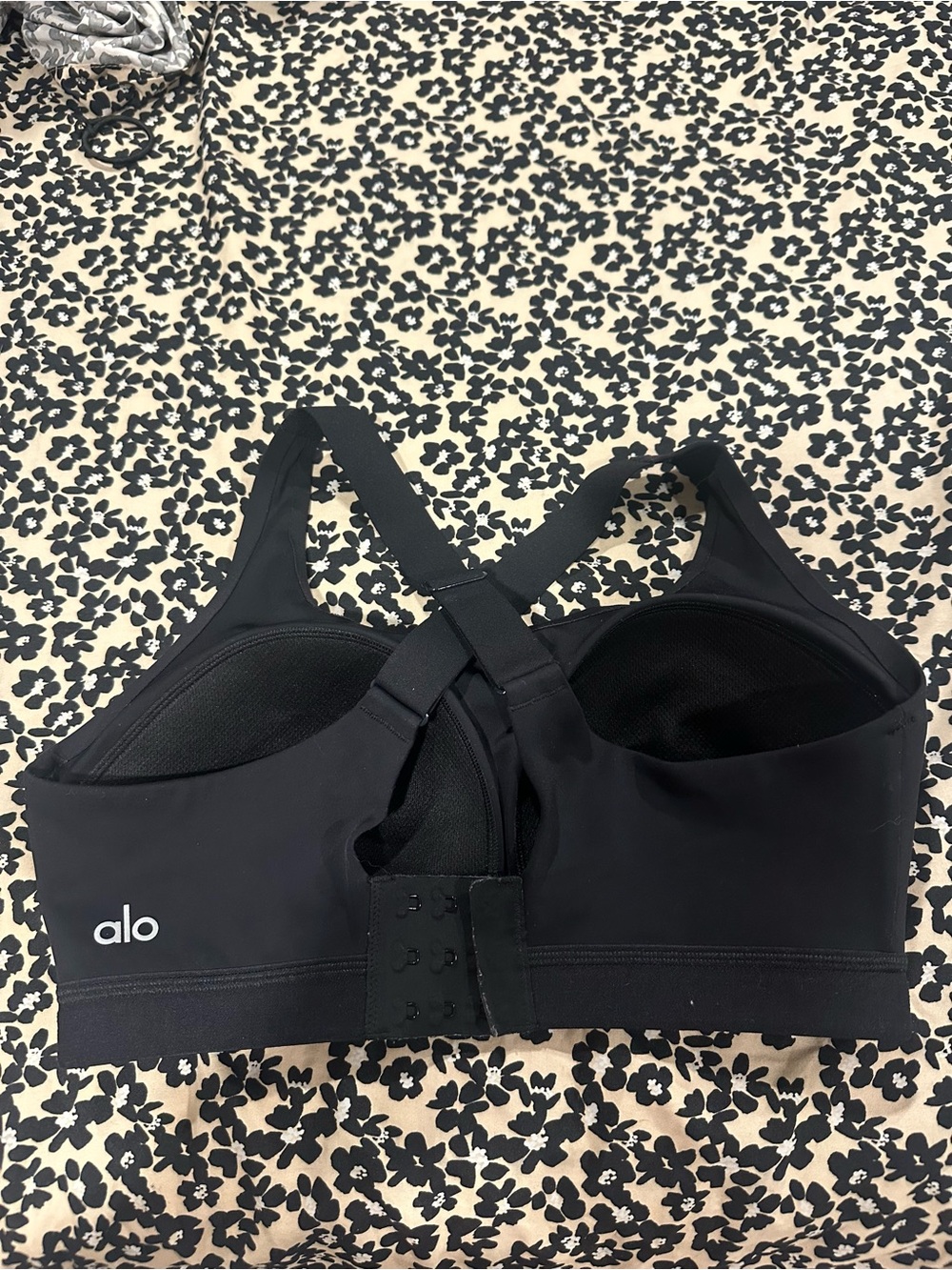 ALO Yoga Black Sports Bra with Adjustable Back Closure